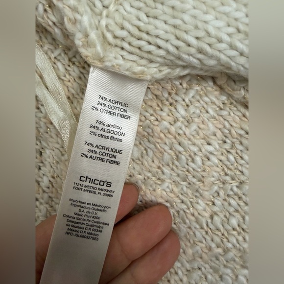 Chico's Cream Fringe Kyleigh Cardigan Sweater size 1 or 8 - Picture 4 of 8